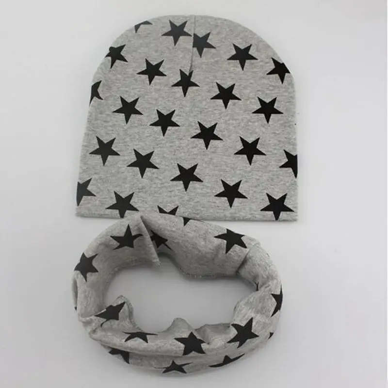 gray style 2 2 шт./компл. Демисезонный; шапка и шарф для малышей однотонные кепки для мальчиков и девочек, хлопок, вязаная детская Шапка-бини шарфы - Цвет: gray style 2