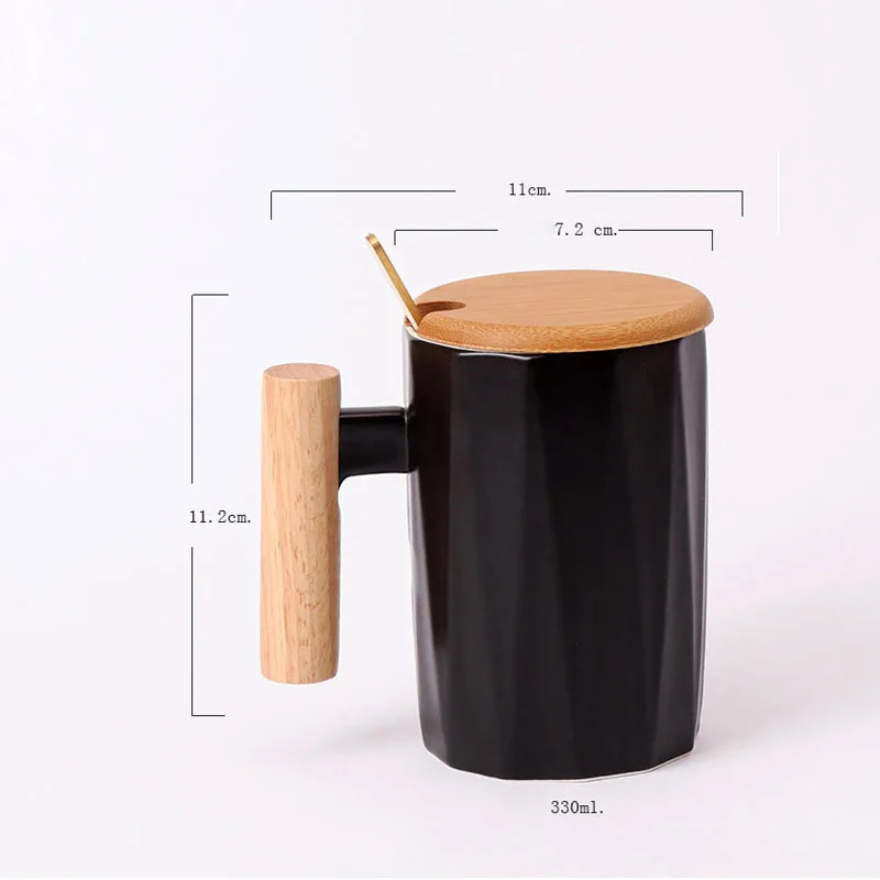 Подарок 330 мл креативная керамическая кофейная кружка с крышкой ложка посуда для