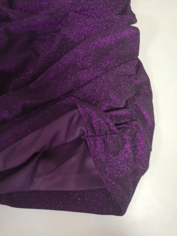 

New Women Bodycon Sparkly Sheath Dresses Spring Chic Outfits One Shoulder Long Sleeve Sexy Evening Party Club Mini Dress Purple