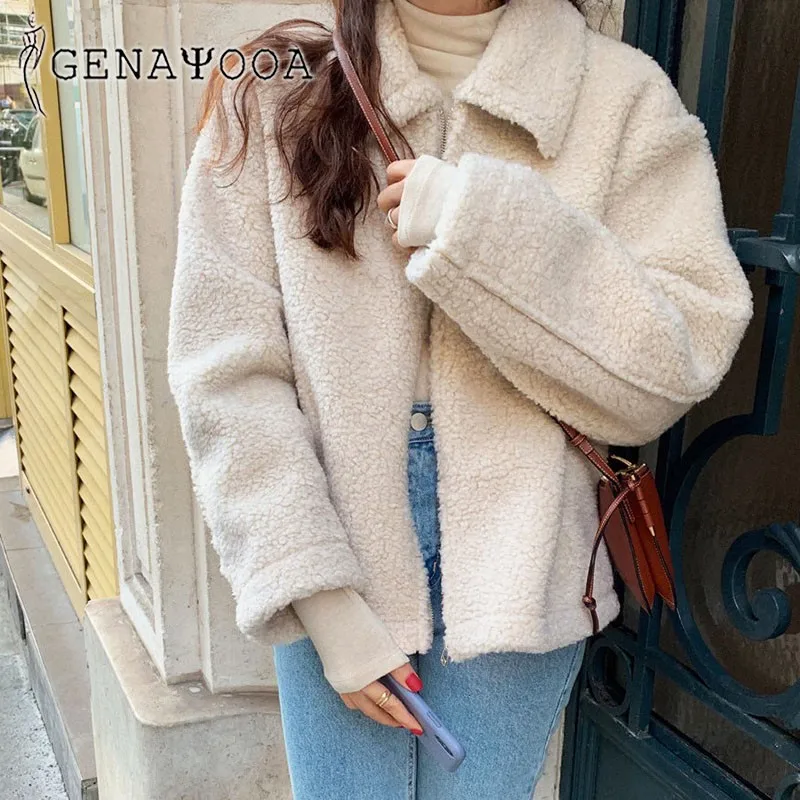 

Genayooa Casual Turn-Down Collar Coats And Jackets Women Clothes Korean Style Autumn Winter 2020 Streetwear Ladies Chic Harajuku
