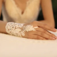 2020 new kyunovia best wedding white short party gloves fingerless elegant diamond flower evening gloves bridal wedding gloves