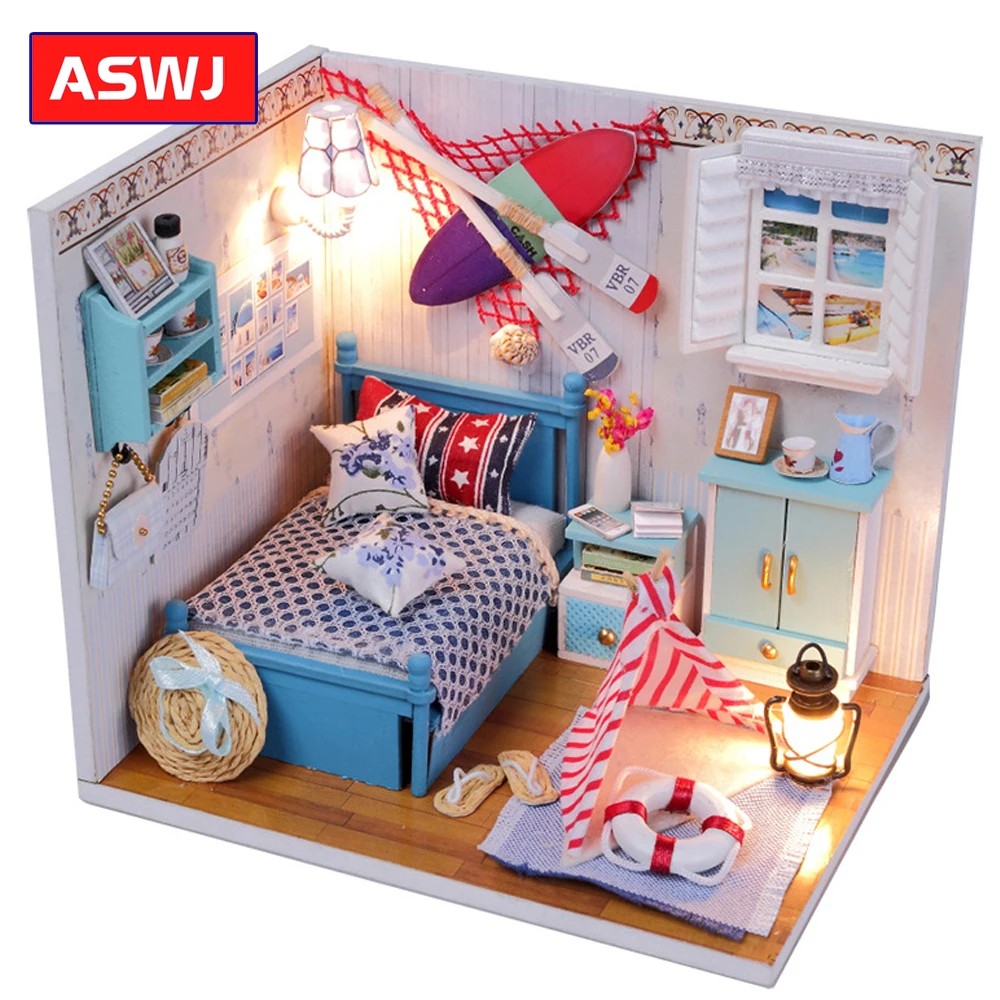 Новый DIY кукольный домик 3D деревянный ручной работы миниатюрный мебельный набор