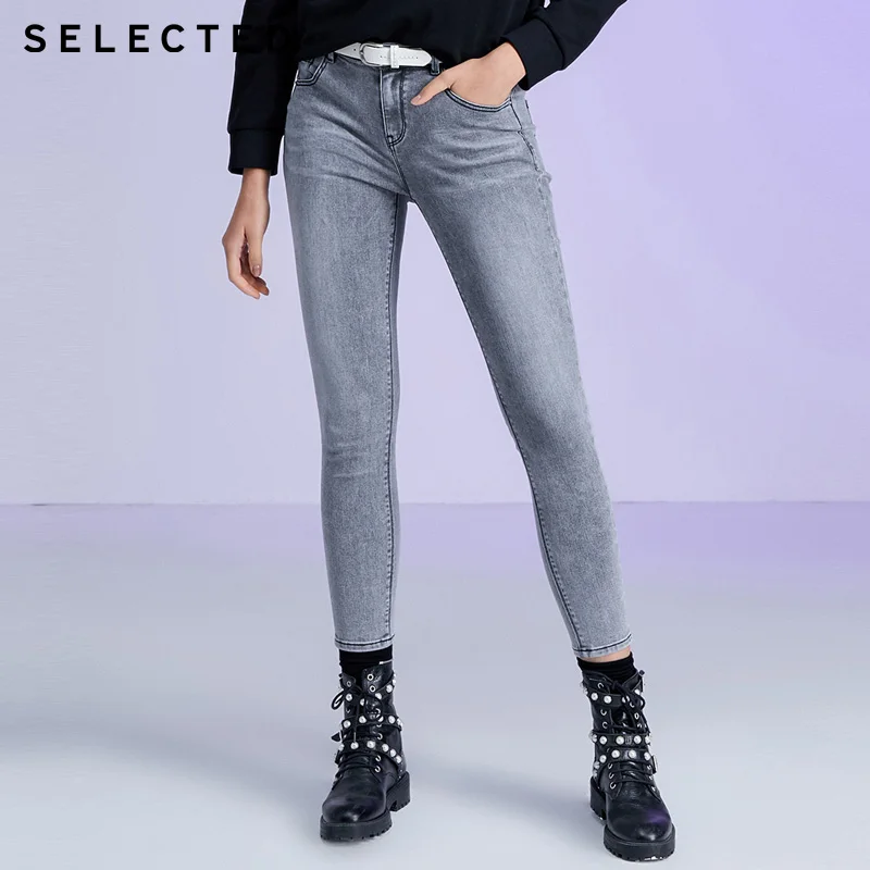 Выбранные женские Стрейчевые серые обтягивающие джинсы брюки | 419432502|Узкие
