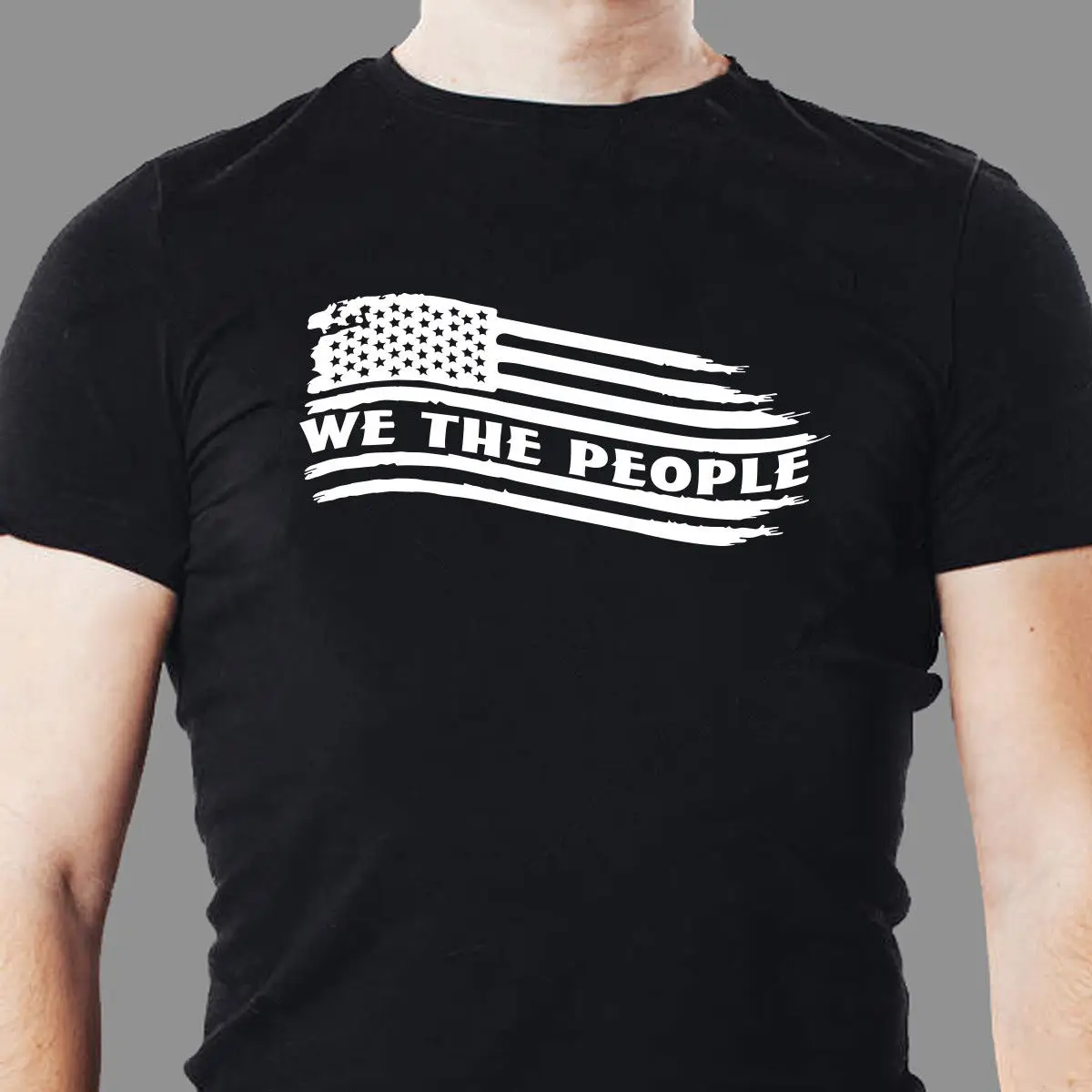 

We The People Tattered Flag Left Men's T-Shirt Summer Cotton O-Neck Short Sleeve Men's T Shirt New Size S-3XL