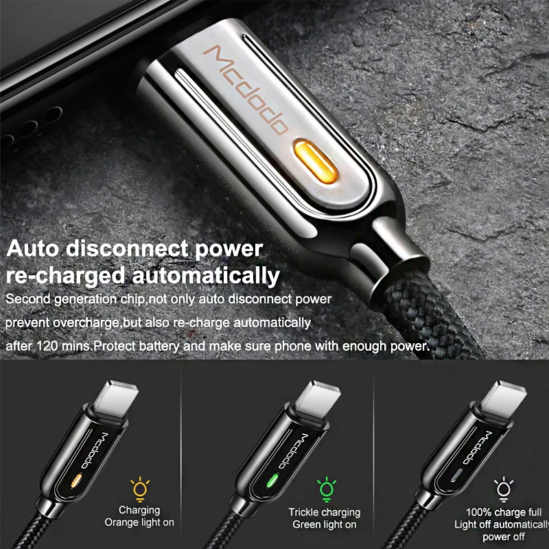 MCDODO с автоматическим отключением USB кабель для зарядки быстрая зарядка мобильный