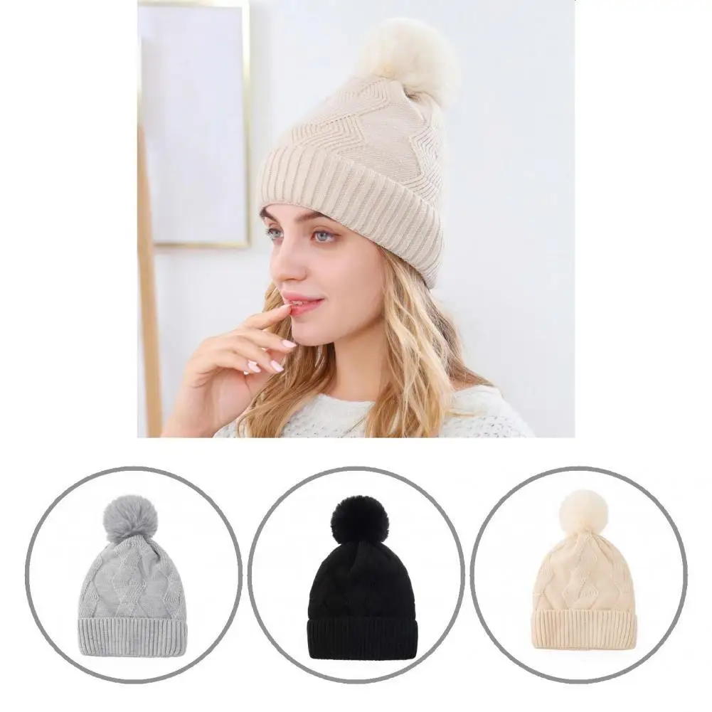 

Fabulous Women Bonnet Solid Color Soft Wear-resistant Winter Beanie Winter Beanie Lady Cap