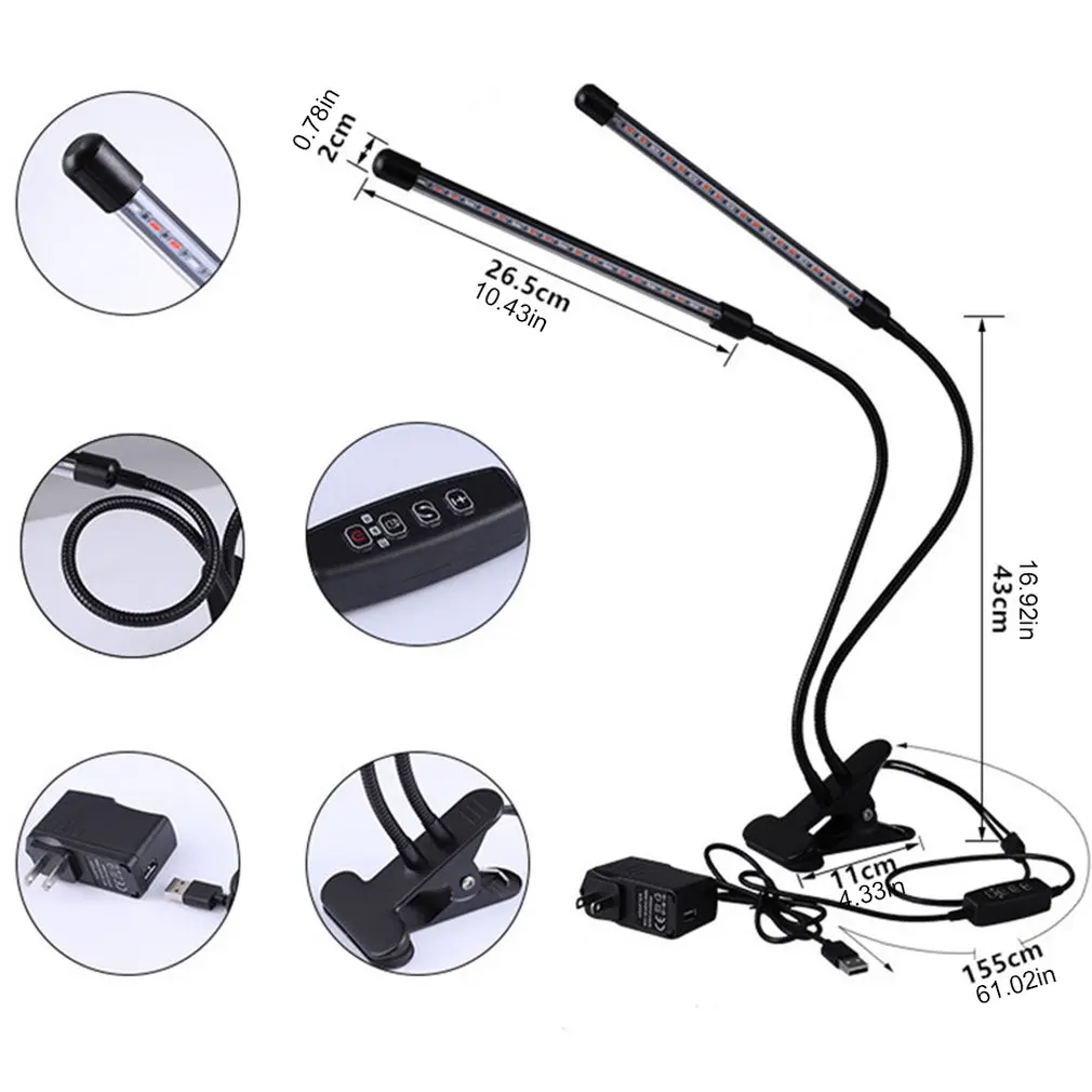 

Led Grow Light 20W USB Timer Phyto Lamp For Full Spectrum Grow Tent Box Fito Lamp For Indoor Plant Seedlings