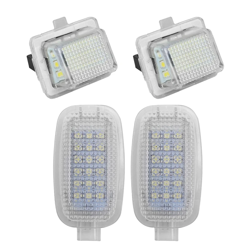 

2Pcs Car License Plate Light For Mercedes-Benz W204/W212/W216 & 2X Car Door Courtesy Luggage Footwell Shadow Lights