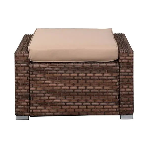 

[USA READY STOCK]Double Contiguous Rattan Five-Piece Suit 2 Single 2 Pedals 1 Coffee Table 1(Total Two Boxes) Brown