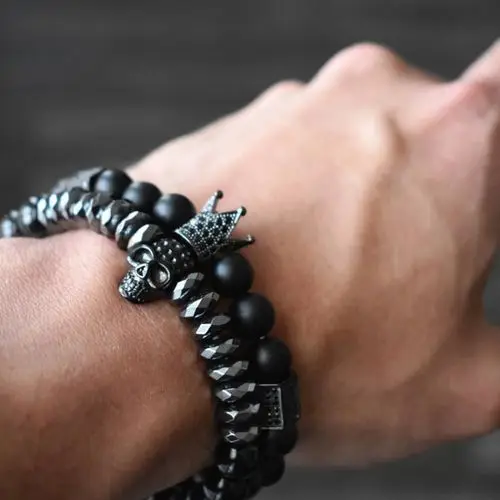 

2021 Fashion Men Street Bracelet Crown Bracelets Skull Skeleton Titanium Steel Skull Bangle Bracelets Men Jewelry Accessories