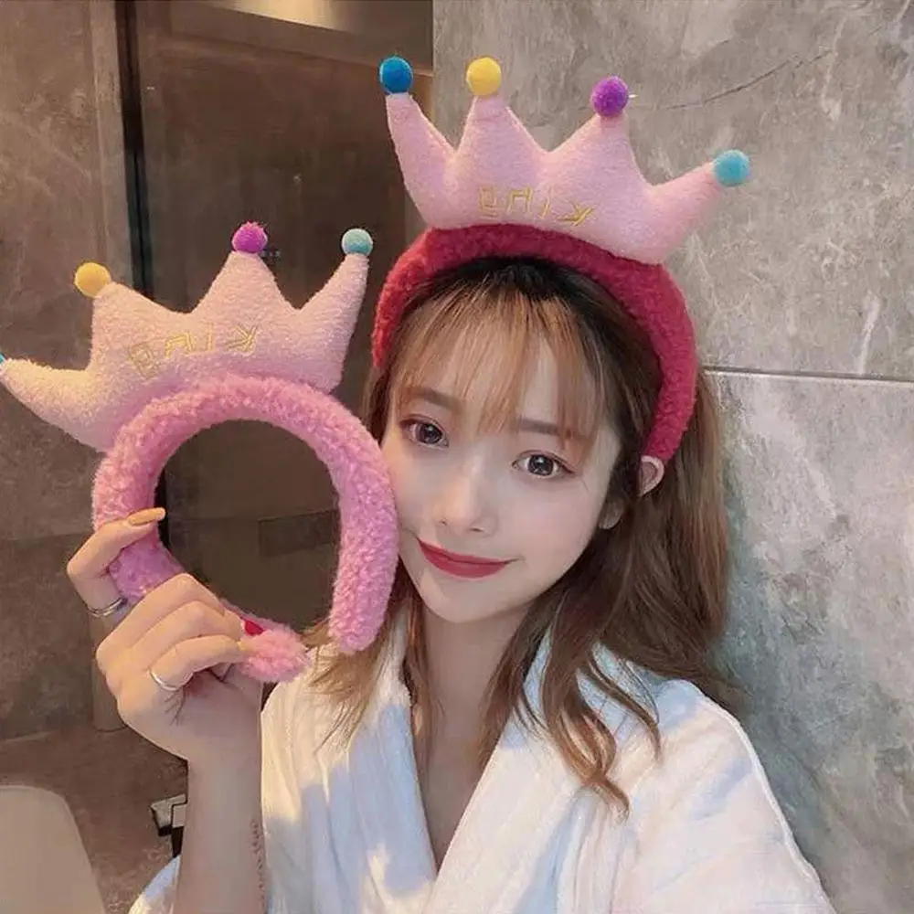 Женские Простые Корона плюшевая повязка для волос группа девочек милые