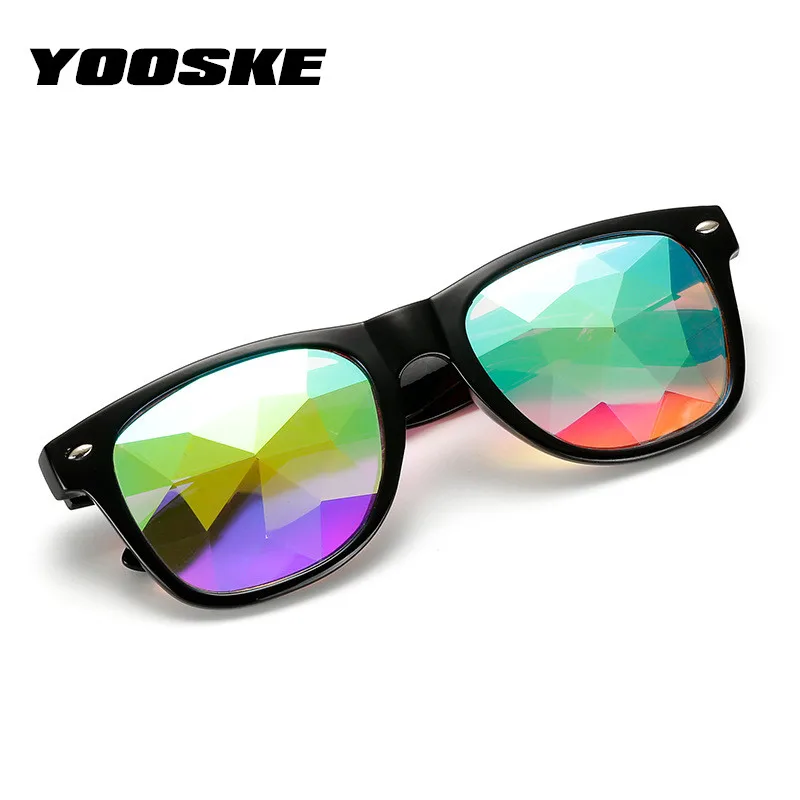 YOOSKE тренд калейдоскоп Glasse для женщин и мужчин Rave фестиваль солнцезащитные очки Косплей вечерние голографические солнцезащитные очки