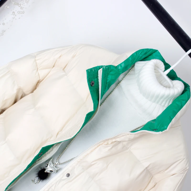 Новинка, осенне-зимнее повседневное свободное пуховое пальто большого размера с широкой талией, женская теплая куртка на 90% белом утином пуху, длинное пальто с панелями, Mw815