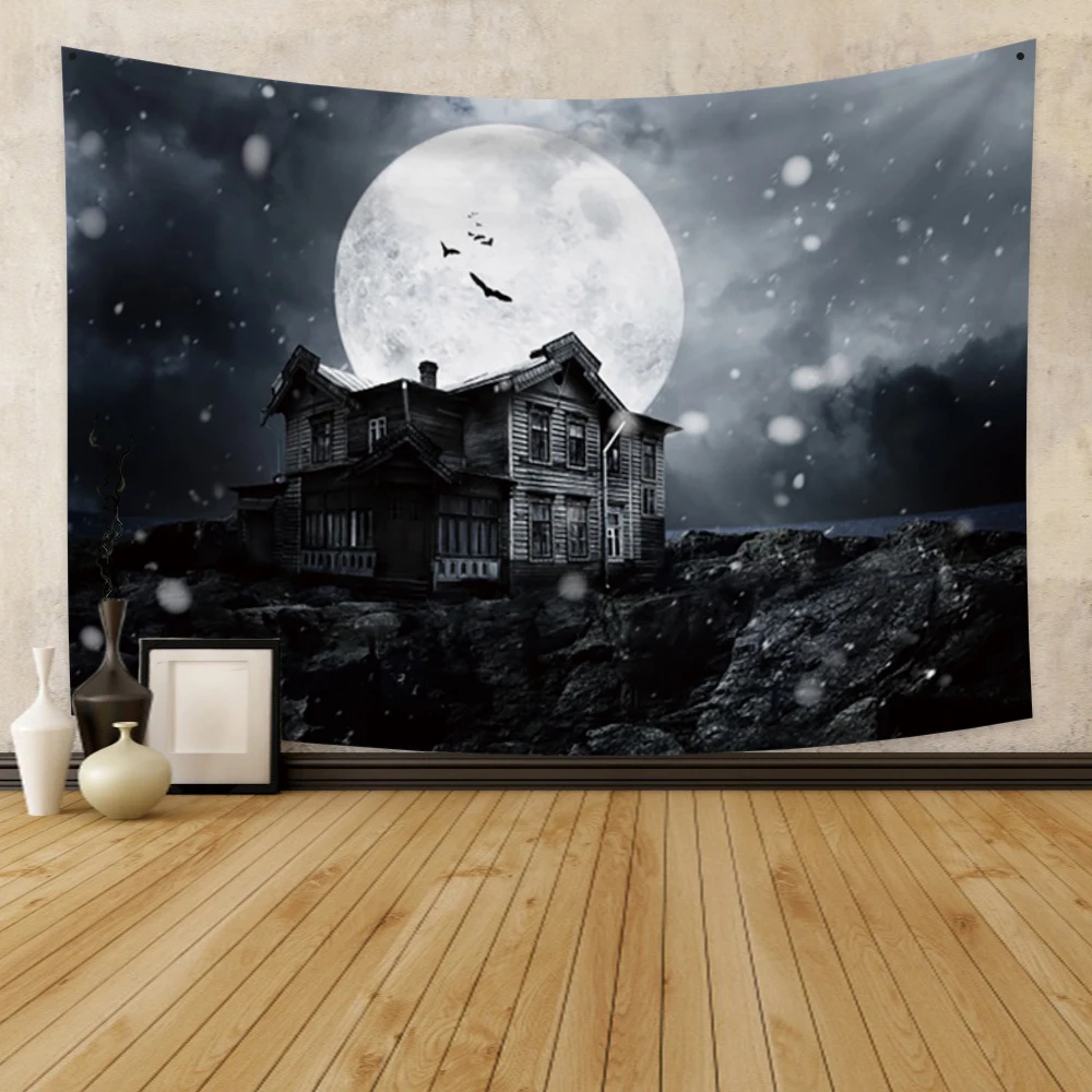 

Laeacco, гобелен на Хэллоуин, волшебный замок, настенное украшение для хэллоуивечерние, вечеринки, стены, семейный бар, украшение на Хэллоуин