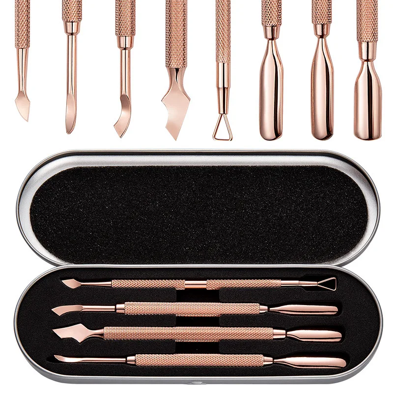 

4 шт./компл. Толстовка для кутикулы Инструмент для удаления кутикулы металлический двусторонний толкатель для ногтей набор инструментов для ухода за ногтями кутикулы кутикула FY26