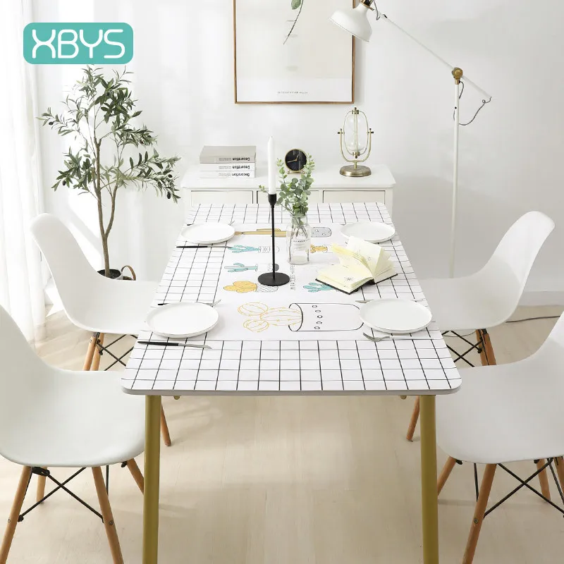 

Nordic PU Protective Waterproof Decorative Tablecloth Oilproof Thick Rectangular Dining Table Cover Tea Table Cover