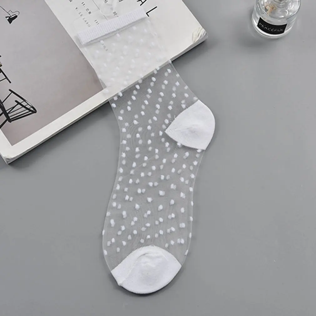 Модные супер тонкие шелковые носки средней длины с кристаллами Дышащие