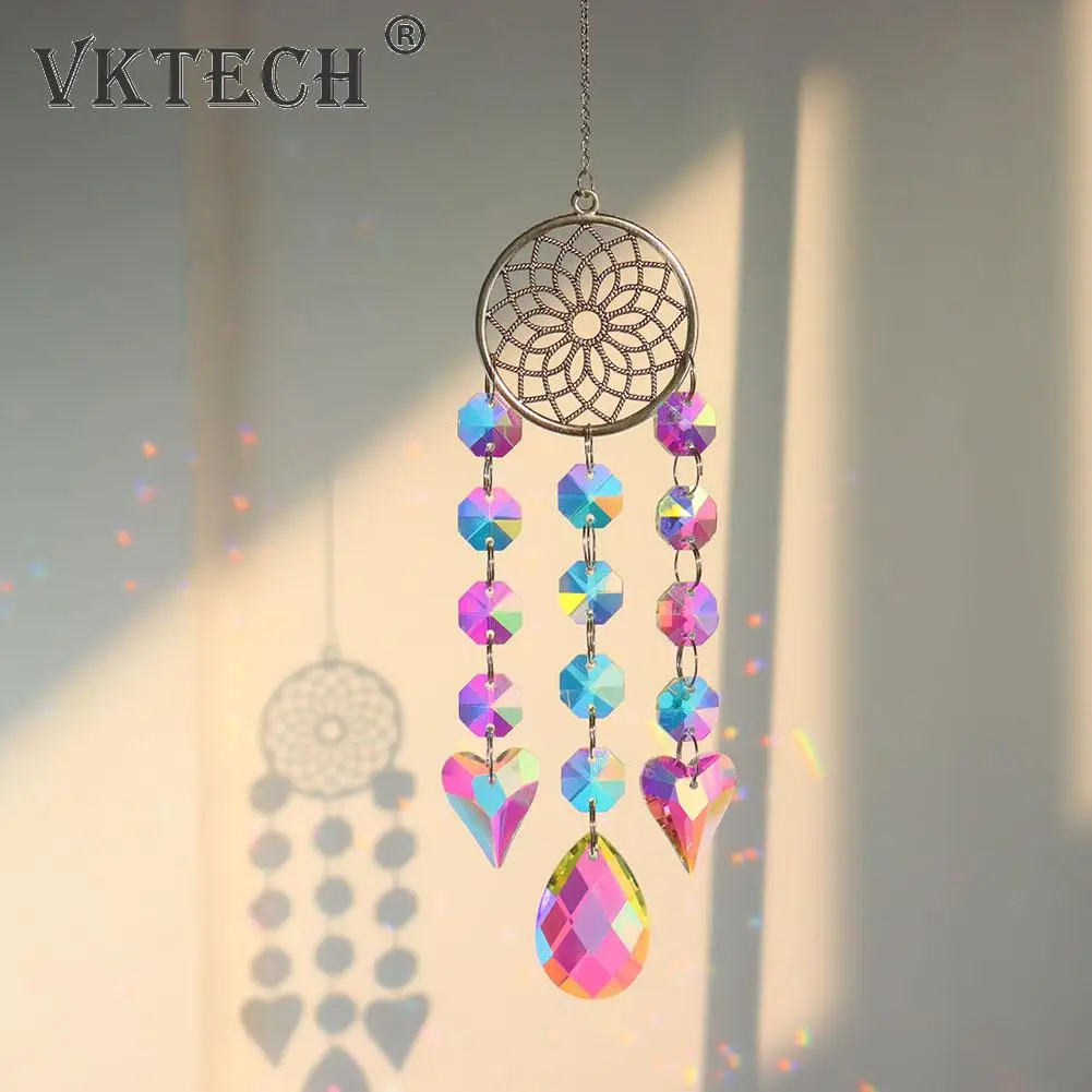 

Crystal Wind Chime Ornaments Love Heart Shaped Diamond Pendant Hanging Window Craft Christmas Tree Outdoor Home Bedroom Decor