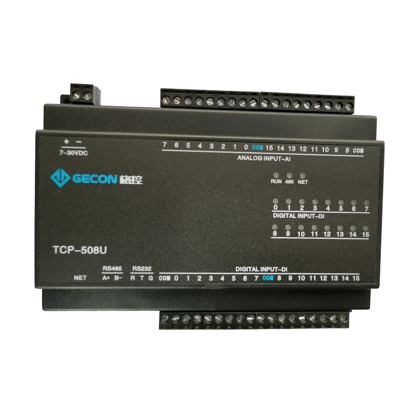 16AI analog acquisition 16DI switch input Ethernet IO module RS485 232 PLC extension support MODBUS-RTU MODBUS-TCP protocol |