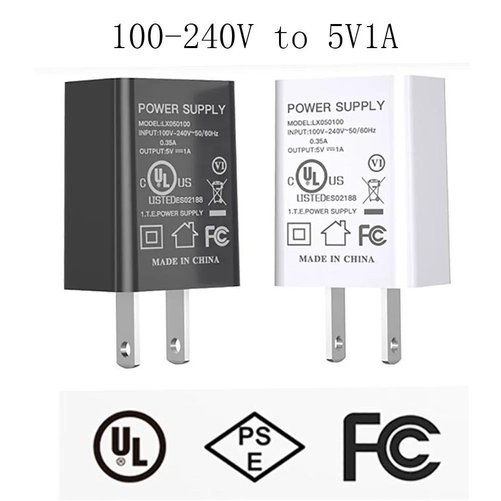 

100-240v ac dc 5v1a Wall us plug 5v 1a 1000ma 5 volt 1 amp ul fcc single usb charger Travel USB Adapter for mobile phone