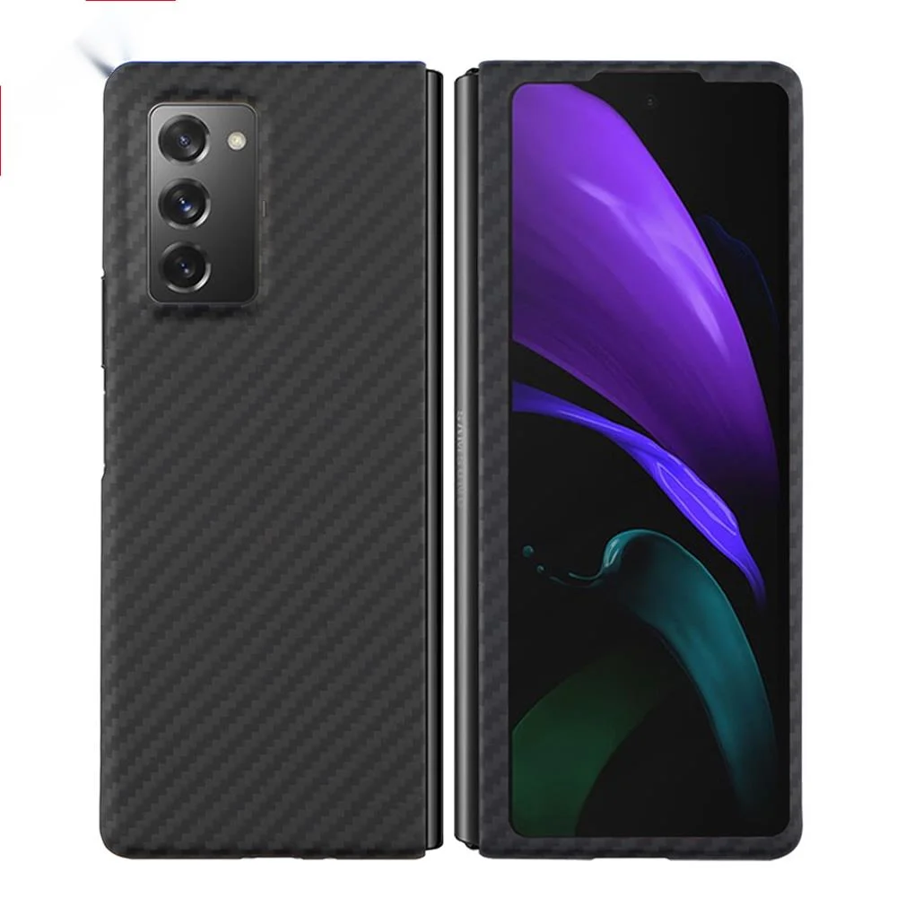 

Чехол из настоящего углеродного волокна для Samsung Galaxy Z Fold 2, тонкий дизайнерский чехол из арамидного волокна Z Fold 2 5G, противоударный чехол для ...