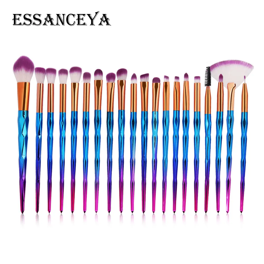 Набор кистей для макияжа в форме алмаза 7-20 шт. Ослепительный Блеск фиолетовая