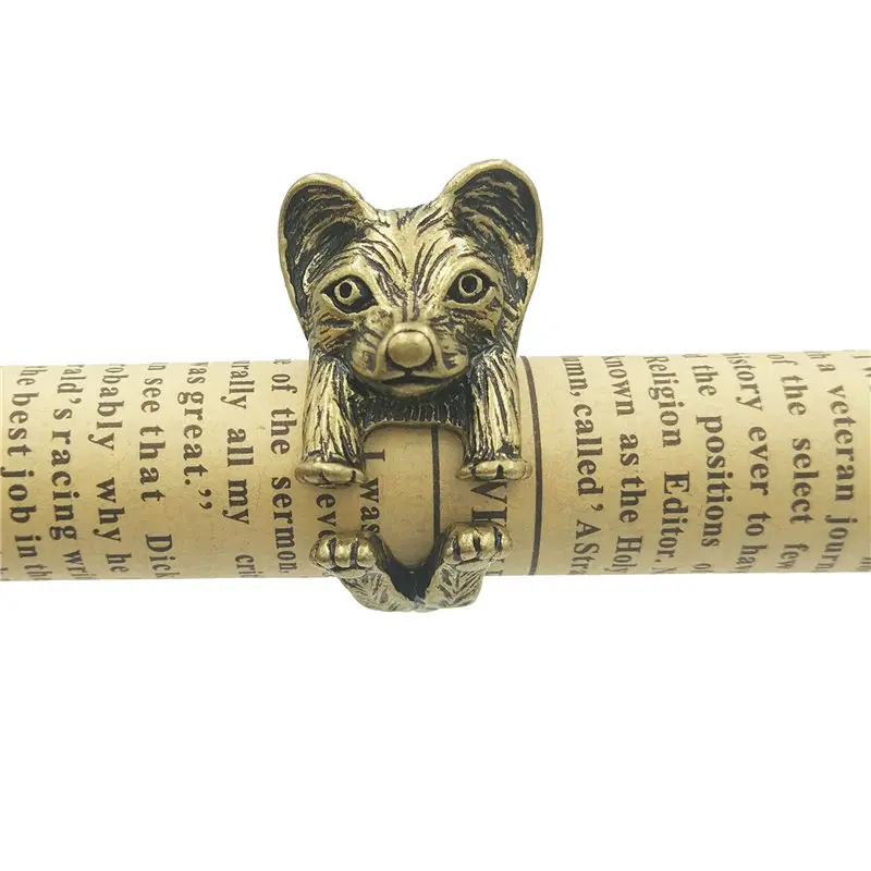 Модное регулируемое винтажное мужское кольцо милое кольцо-бабочка с собакой для