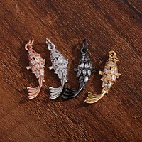 2021 newest fashion zircon goldfish micro pave necklace pendant diy animal decoration jewelry