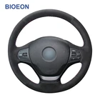 Ручное шитье Черная синтетическая замша Чехлы рулевого колеса автомобиля для BMW F30 F31 F34 F20 F21 F22 F23