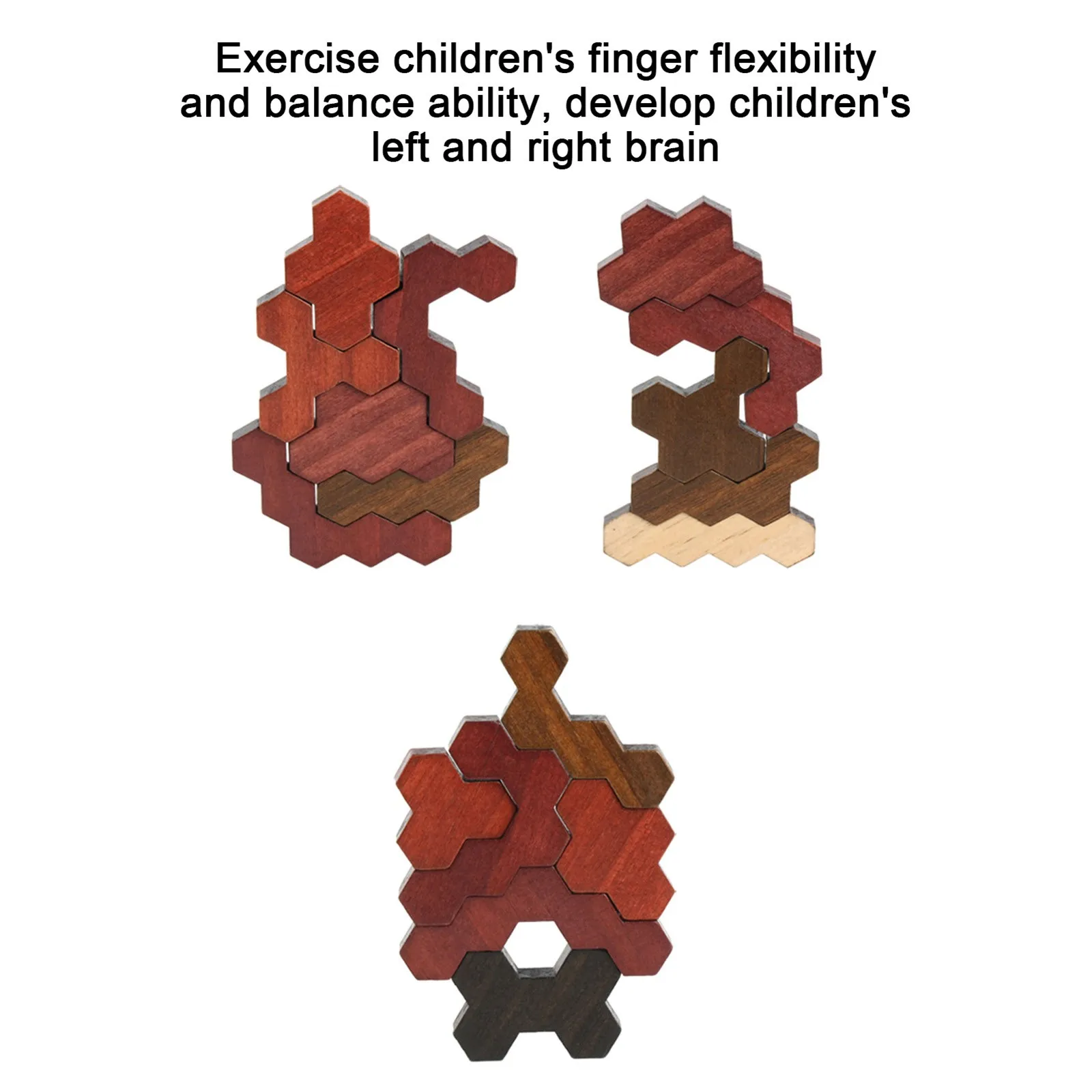 

Wooden Hexagon Puzzle for Kids Adult - Honeycomb Shape Tangram Puzzle Toys Geometry Logic IQ Game STEM Gift for Toddlers