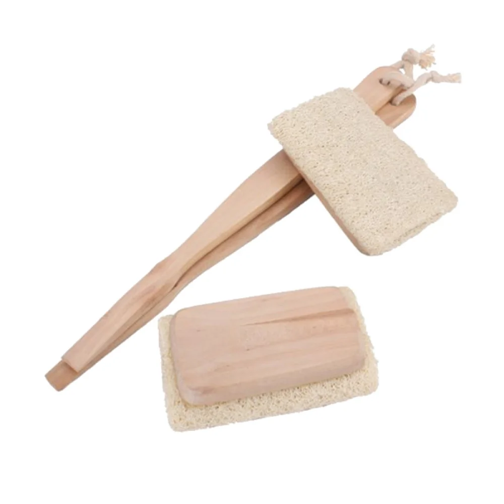 

2pcs Natural Loofah Bath Body Shower Spa Back Brush with Long Handle