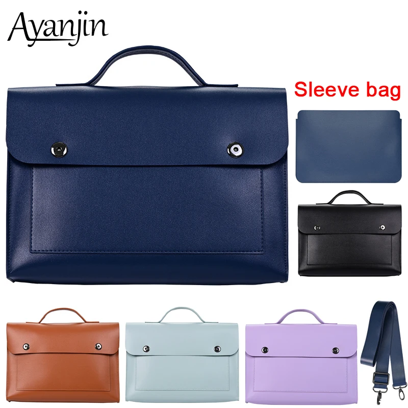 

Shoulder Bag+Laptop Sleeve For Macbook Air M1 Pro 13 A2337 Case 2020 Women Handbag Laptop Bag Leather Sac Ordinateur Portable