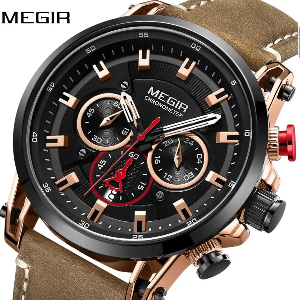 Часы наручные MEGIR Мужские кварцевые спортивные брендовые Роскошные