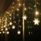 Рождественская светодиодная гирсветильник 3,5 м, s-образный занавес, сосулька, снежинка, световая Гирлянда для дома, праздника, Рождества, светодиодное украшение с подвеской