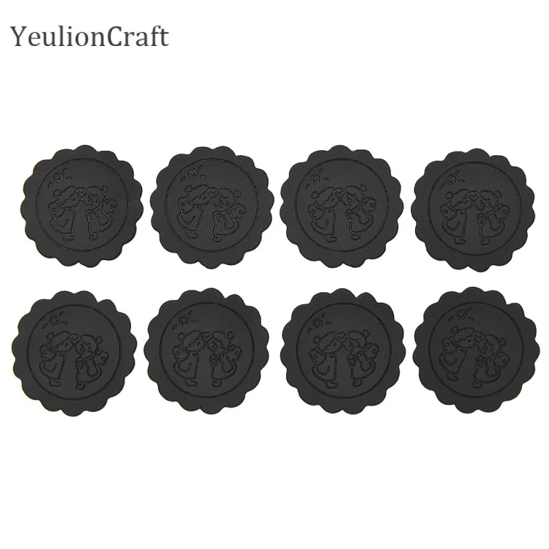 8 шт./лот этикетки из ПУ кожи круглой формы для одежды сумок поделок|Этикетки