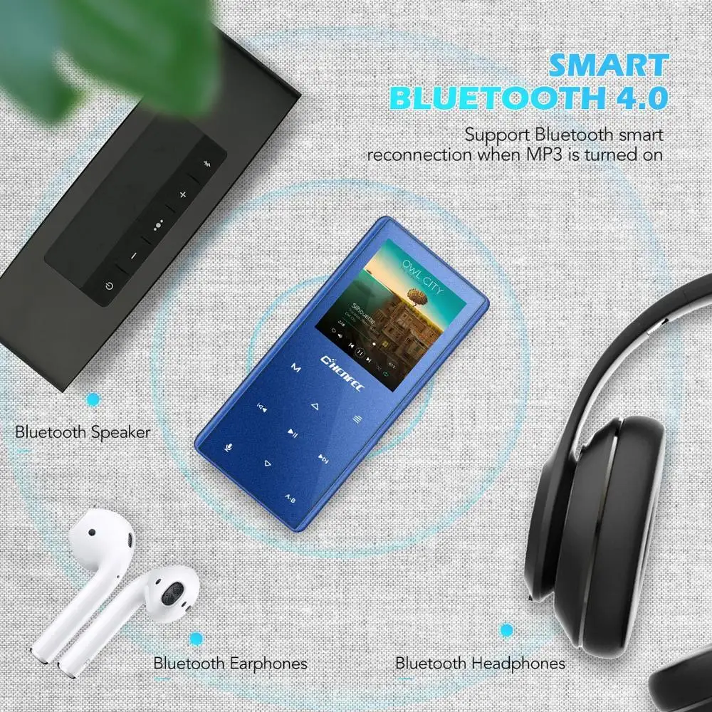 MP4 Player with Bluetooth4.2 HI-FI Lossless Sound Music Metal Body Built-in Speaker FM Support SD card up to 128G | Электроника