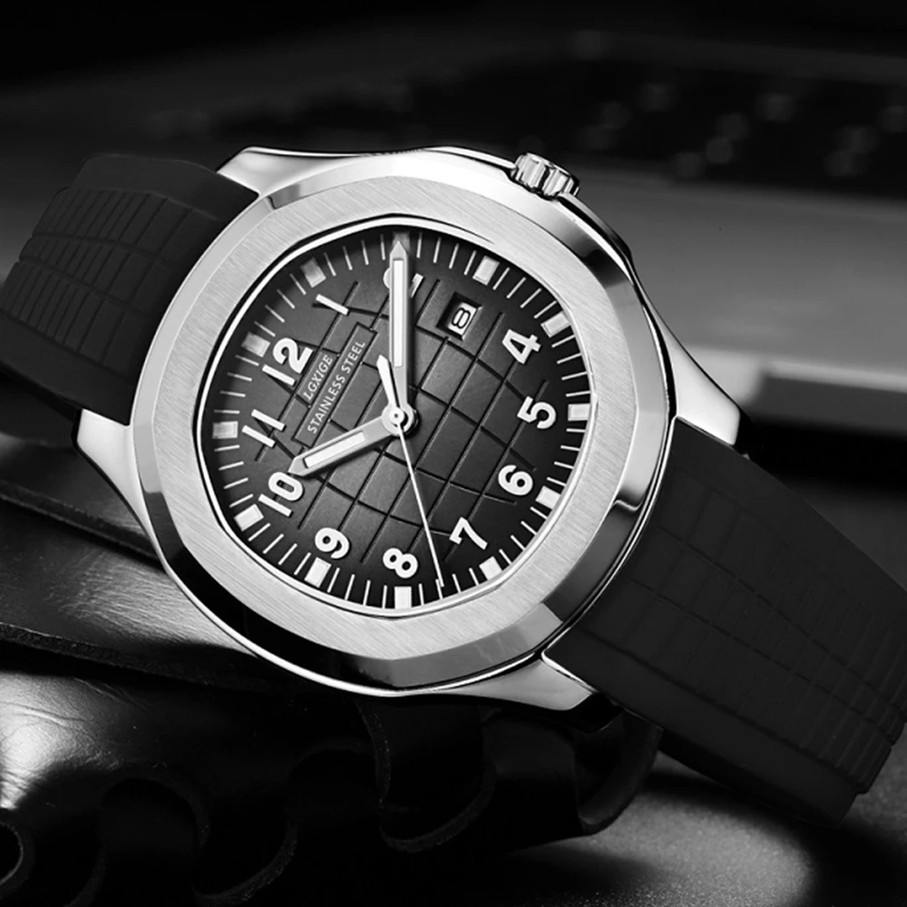 

2021 Hot Selling High Quality Famous Brand Men's Business Wristwatch Simple Design Dial Silicone Strap Waterproof Luminous Watch