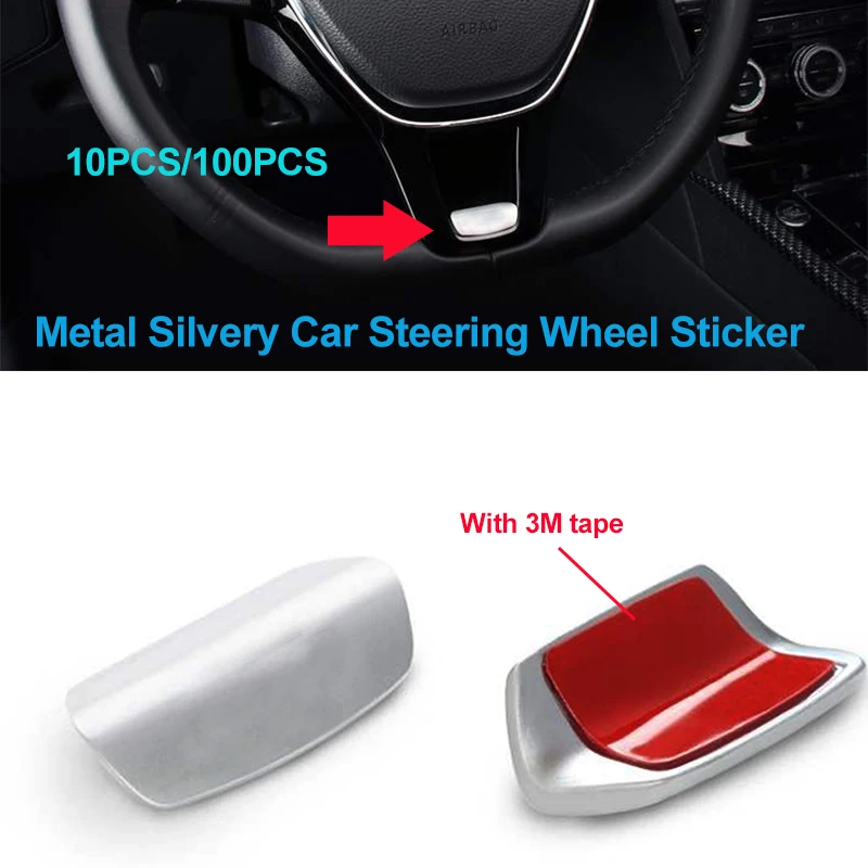 

10pcs/100pcs Car Steering Wheel Sticker Metal Silver Auto Emblems Badge Sticker for Passat B6 B7 Golf MK5 MK6 Tiguan Car Styling