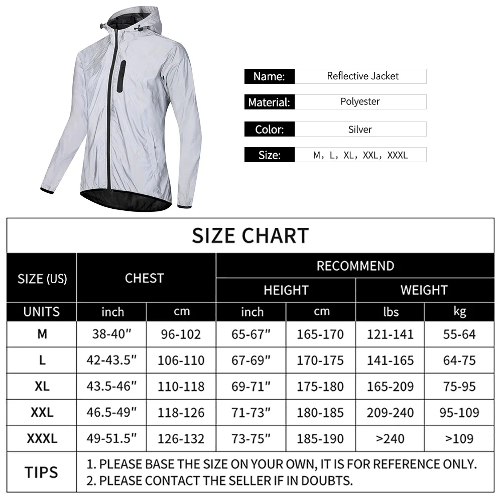

Jacket with Hood Waterproof Hooded Wind Coat for Men Women Night Safety Jacket for Cycling Running Jogging Walking