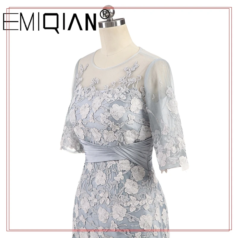 Платье-футляр для матери невесты с рукавом 3/4 до колена элегантное кружевное