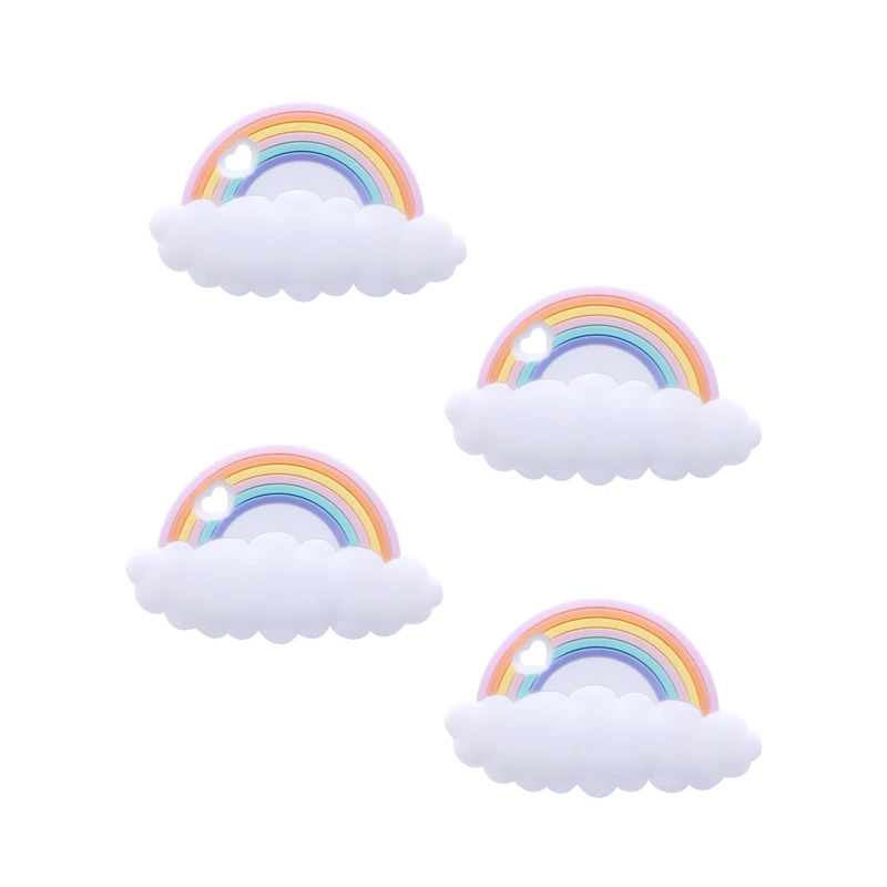 1pc Silicone Teethers Rainbow Cartoon BPA Free Tiny Rod Food Grade Silicone Baby Teethers Diy Teething Toy Cloud Charms Patent