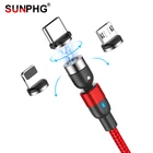 Магнитный Usb-кабель SUNPHG 1 м2 м с функцией быстрой зарядки 3A со светодиодом и поворотом на 540 градусов для IPhone 678 Micro Type C