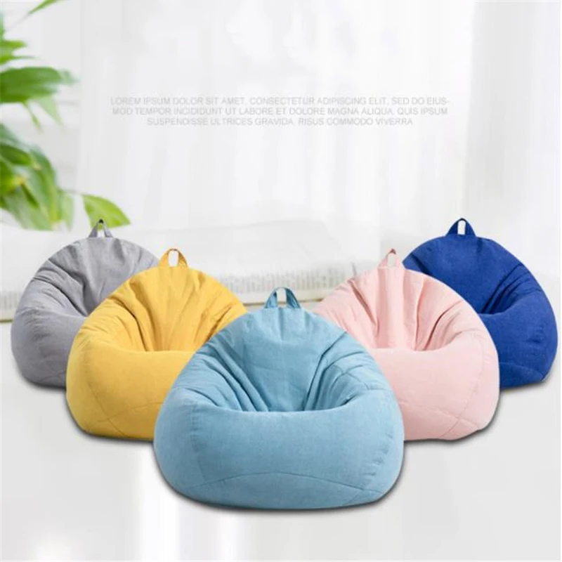 

Removable Lazy Sofa Cover Chair Cover Without Filler Linen Cloth Lounger Seat Bean Bag Puff Couch Tatami Garden Deckchair