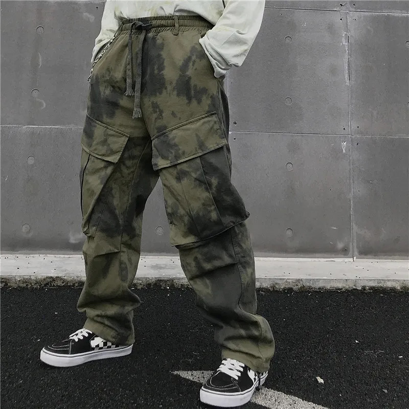 Темно икона галстук окрашивание большие карманы хип хоп брюки для мужчин Уличная