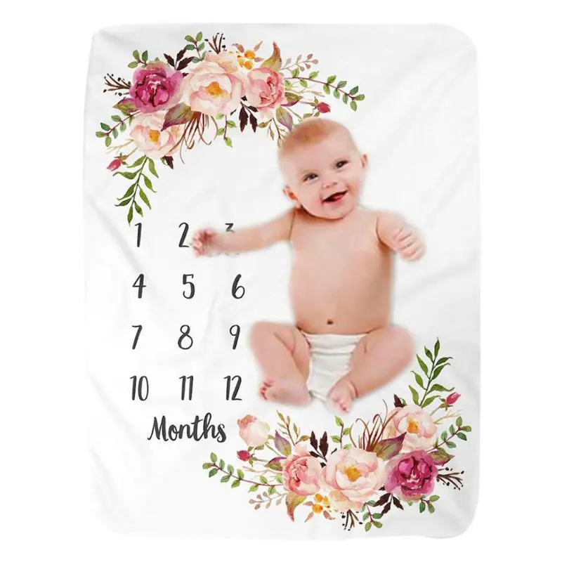 

Baby Kids Wrap Towel Flannel Milestone Blanket Cute Newborn Infants Month Photo Background Cloth
