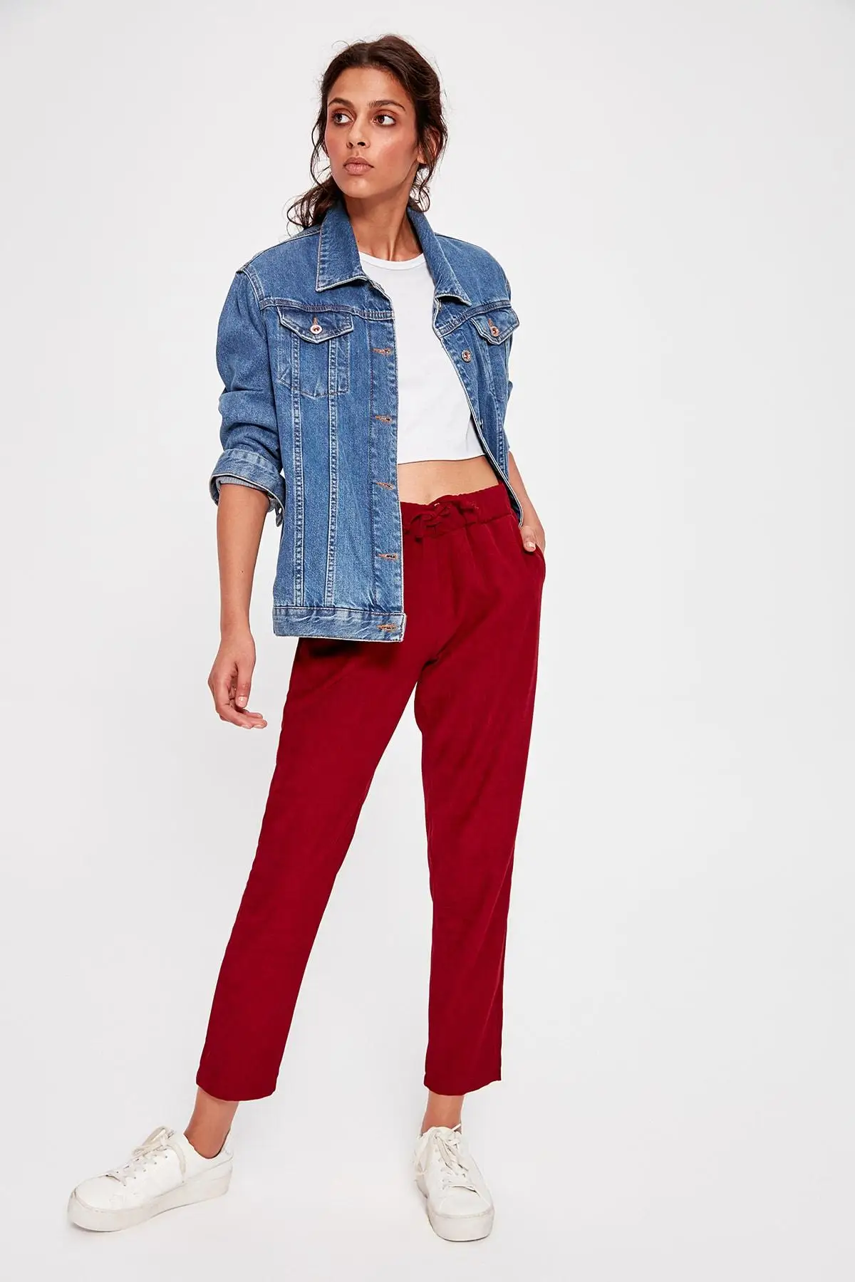 Trendyol бордовая муфта детальные брюки TWOAW20PL0195 | Женская одежда