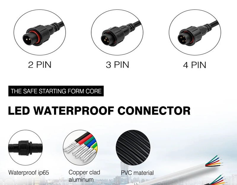 2pin/3pin 18AWG 4pin 20 AWG 5/6pin 22AWG 8pin черный цвет мужской и женский водонепроницаемый разъем