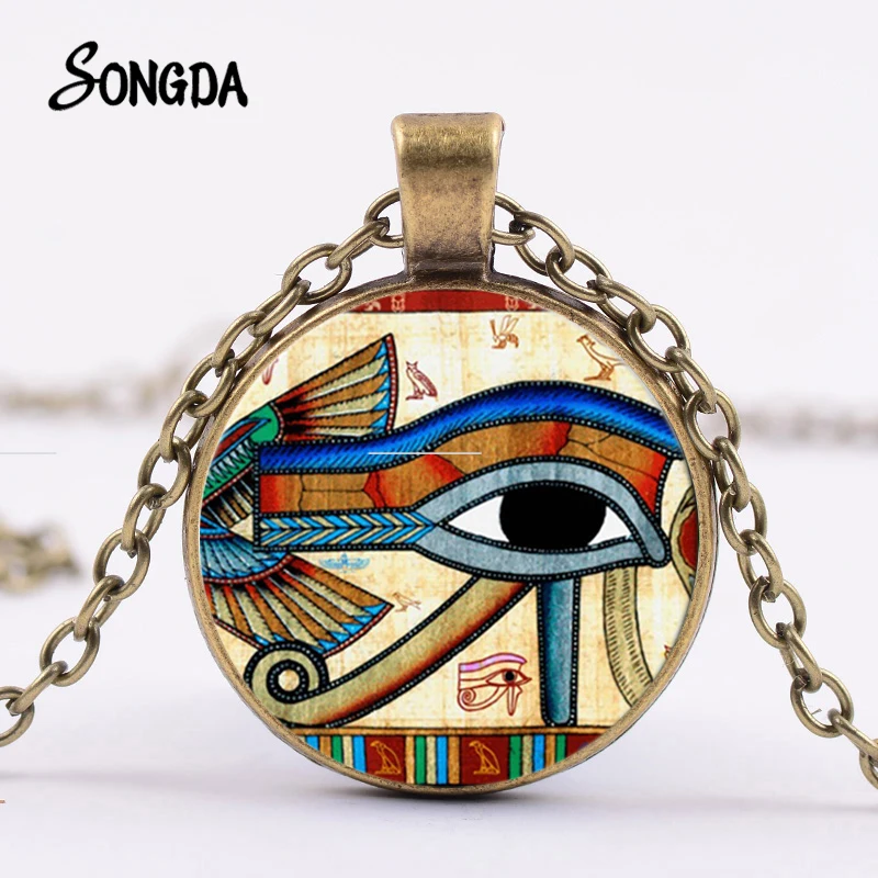 Egyptian Gods Power Eye Necklace Eye Of Horus Amulet Symbol Pendant Necklace Women Men Mandala Egyptian Jewelry ojo de horus