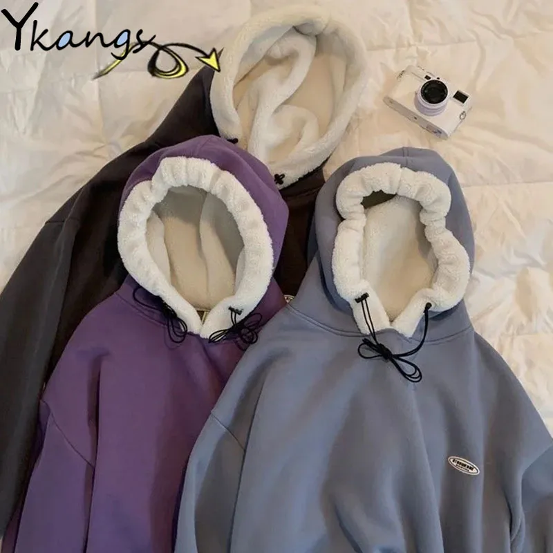 

Корейский Свободный Женский пуловер на шнуровке с капюшоном новинка осень/зима женский бархатный пуловер уличный Универсальный однотонны...