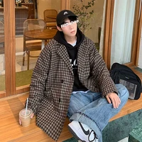 men jackets suit plaid wool thickened lapel clothes casual autumn winter youth tidal current streetwear the price of new 2021